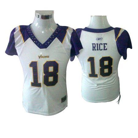 Vikings #18 Sidney Rice White Women's Field Flirt Stitched NFL Jersey